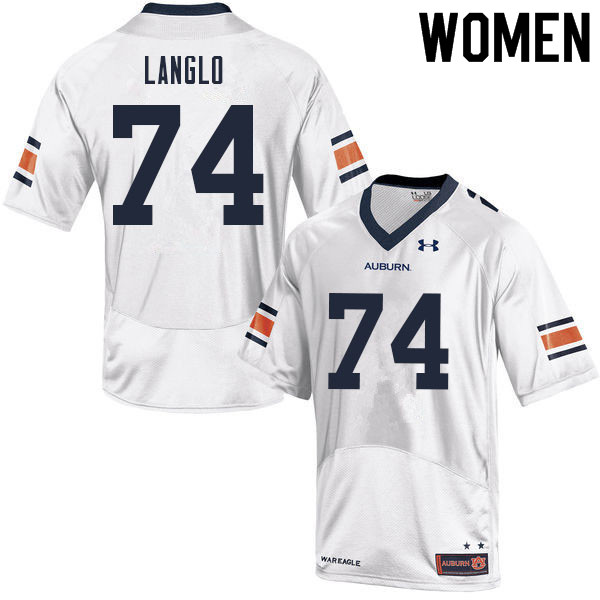 Auburn Tigers Women's Garner Langlo #74 White Under Armour Stitched College 2021 NCAA Authentic Football Jersey QCJ7274WO